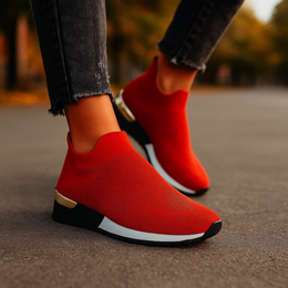 Damskie Sneakersy Wsuwane z Oddychającą Siatką i Metalicznym Zapiętkiem