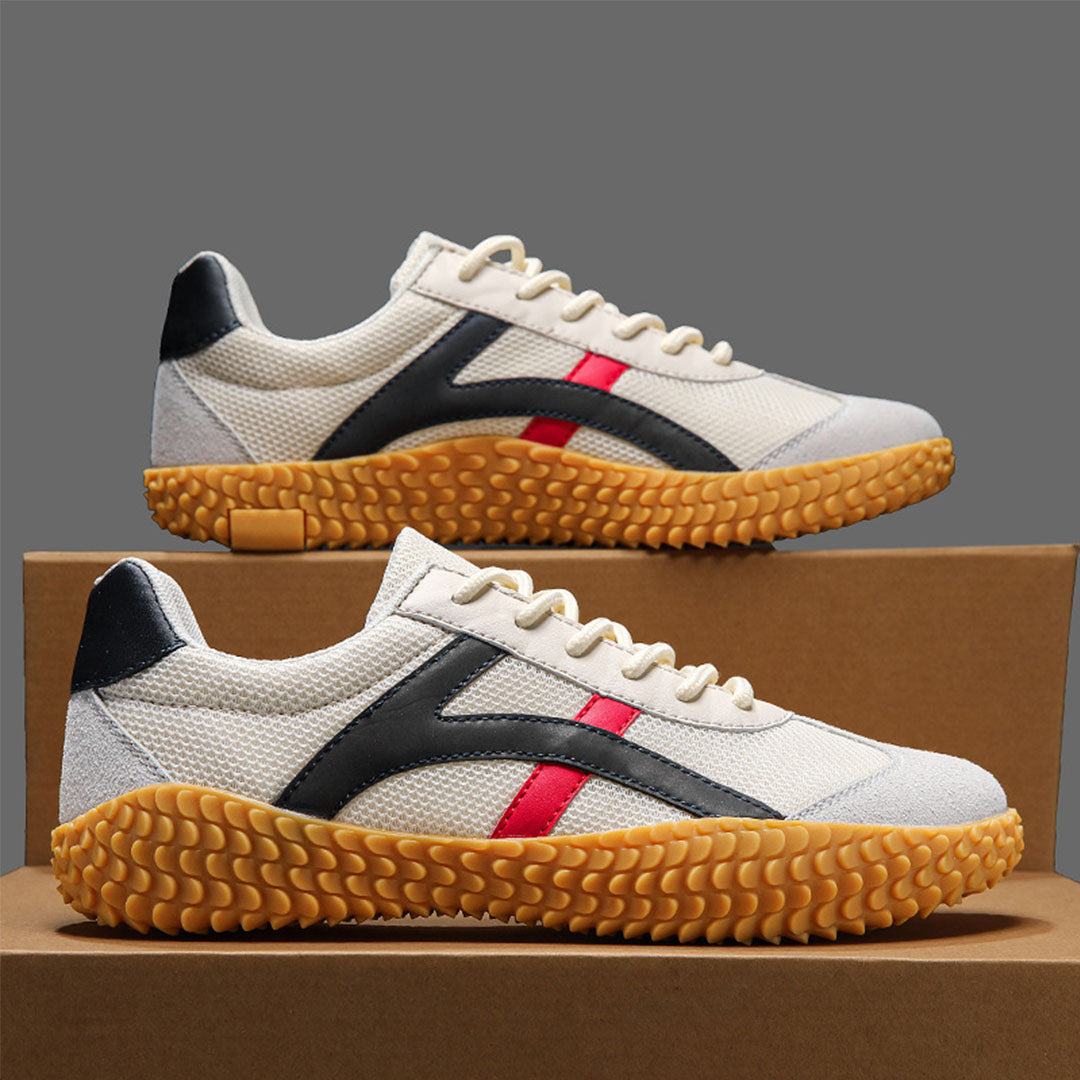 Męskie Sneakersy Retro z Kontrastowymi Paskami i Gumową Podeszwą