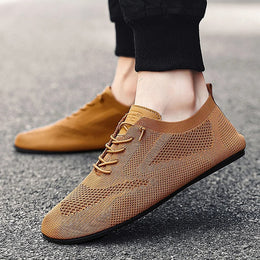 Meskie Oddychajace, Siateczkowe Trampki Sznurowane, Lekkie, Codzienne Buty