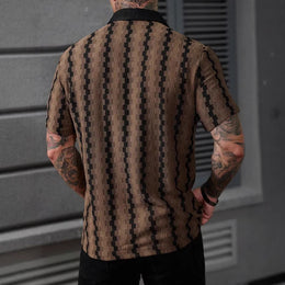 Meski Letni Kardigan W Krate Z Dzianiny Z Krotkim Rekawem, Dopasowany Kroj, Patchworkowy Top W Stylu Streetwear