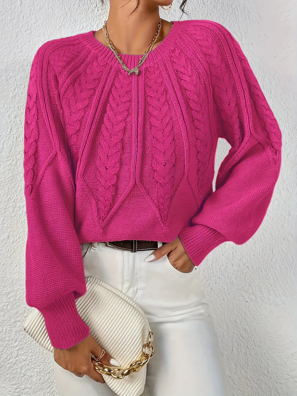 Damski Sweter Dzianinowy Klasyczny Krój Regular Fit