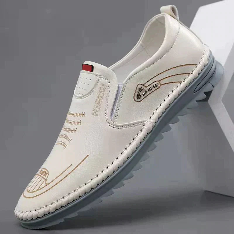 Męskie Sneakersy z Wyglądem Skóry Oddychająca Cholewka Podeszwa Antypoślizgowa