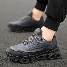 Męskie Sneakersy z Cholewką z Siatki i Grubą Podeszwą PU