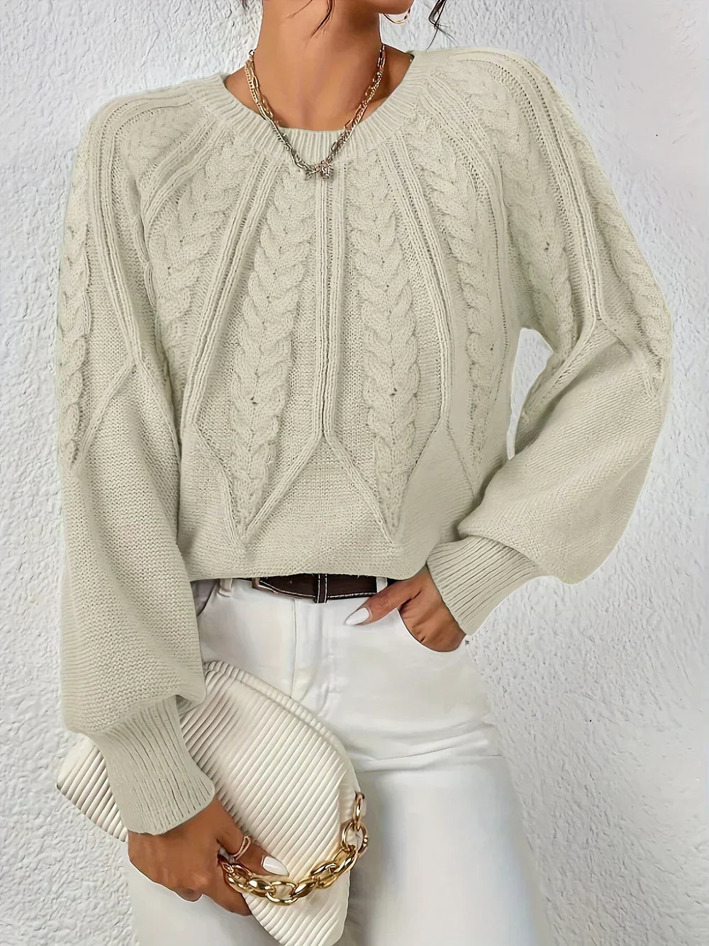Damski Sweter Dzianinowy Klasyczny Krój Regular Fit