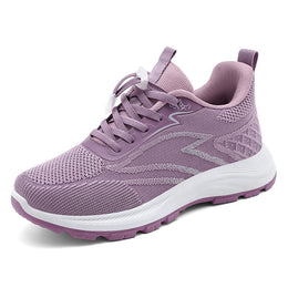 Damskie Buty Sportowe Do Chodzenia, Cholewka Flyknit, Okrągły Nosek, Sznurowane, Podeszwa Z Pvc