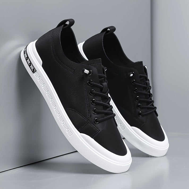 Męskie Sneakersy Sznurowane z Gładką Cholewką i Wkładką Amortyzującą