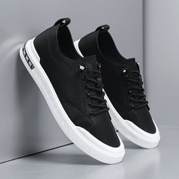 Męskie Sneakersy Sznurowane z Gładką Cholewką i Wkładką Amortyzującą