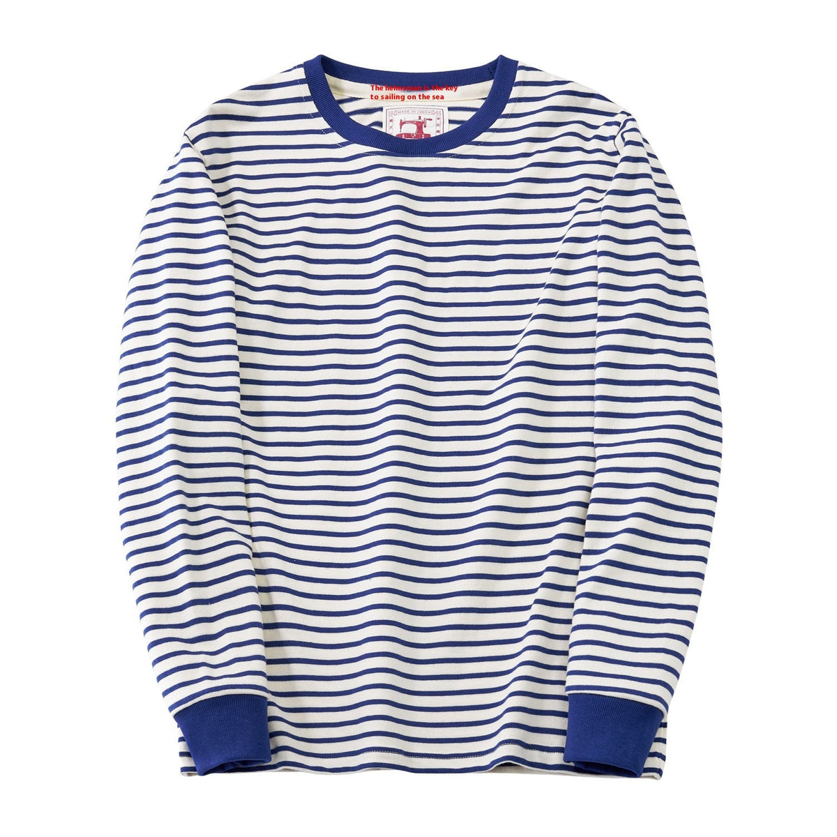 Męski T-Shirt W Paski Z Długim Rękawem I Okrągłym Dekoltem