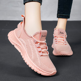 Damskie Sznurowane Buty Do Biegania Z Płaską Podeszwą Z Pvc I Cholewką Z Oddychającej Siateczki