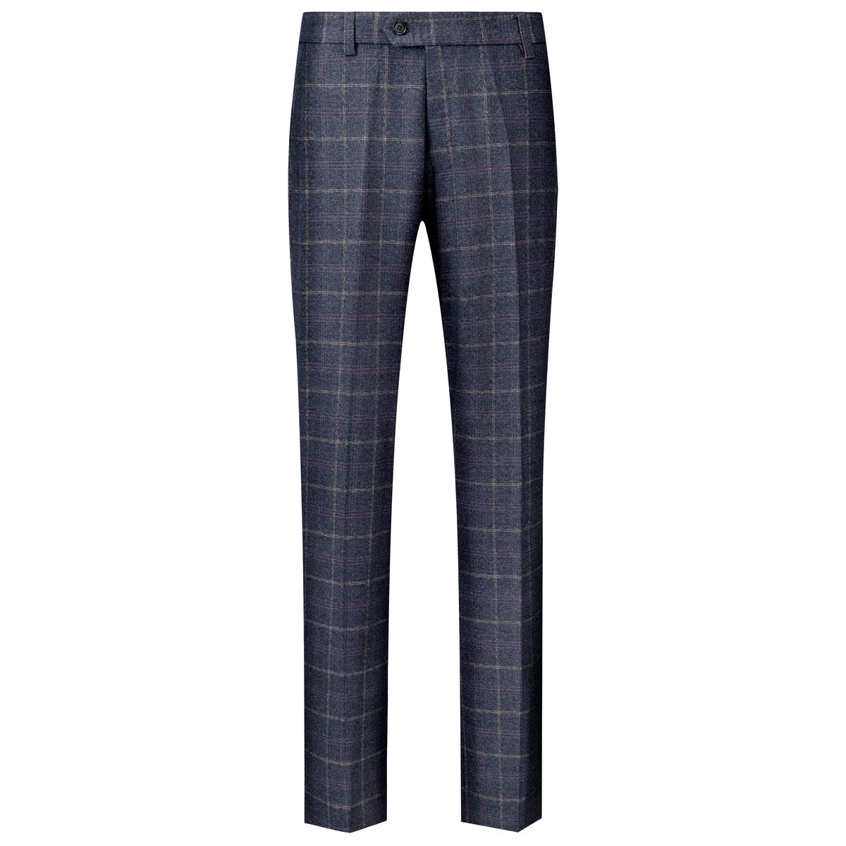 Spodnie Garniturowe Meskie Slim Fit Granatowe Tweedowe
