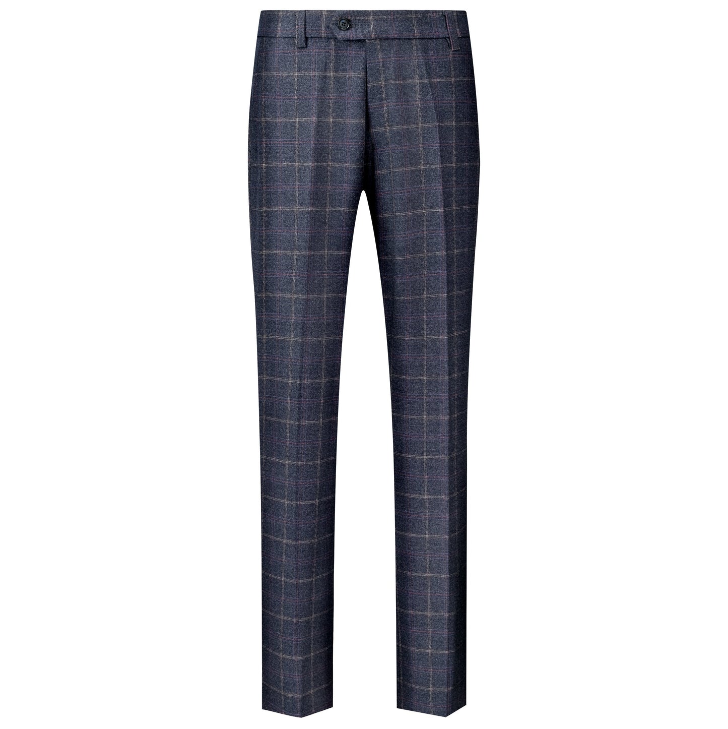 Spodnie Garniturowe Meskie Slim Fit Granatowe Tweedowe