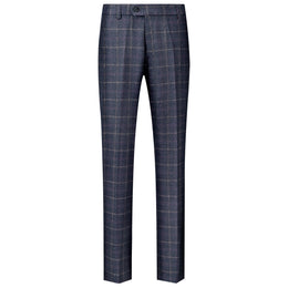 Spodnie Garniturowe Meskie Slim Fit Granatowe Tweedowe