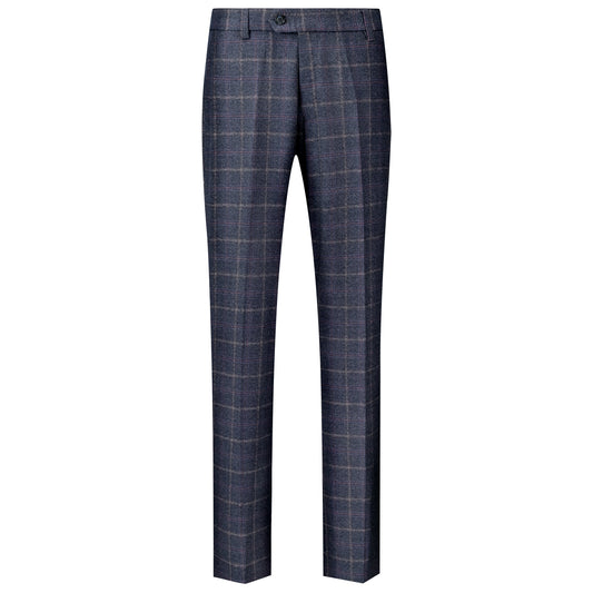 Spodnie Garniturowe Meskie Slim Fit Granatowe Tweedowe