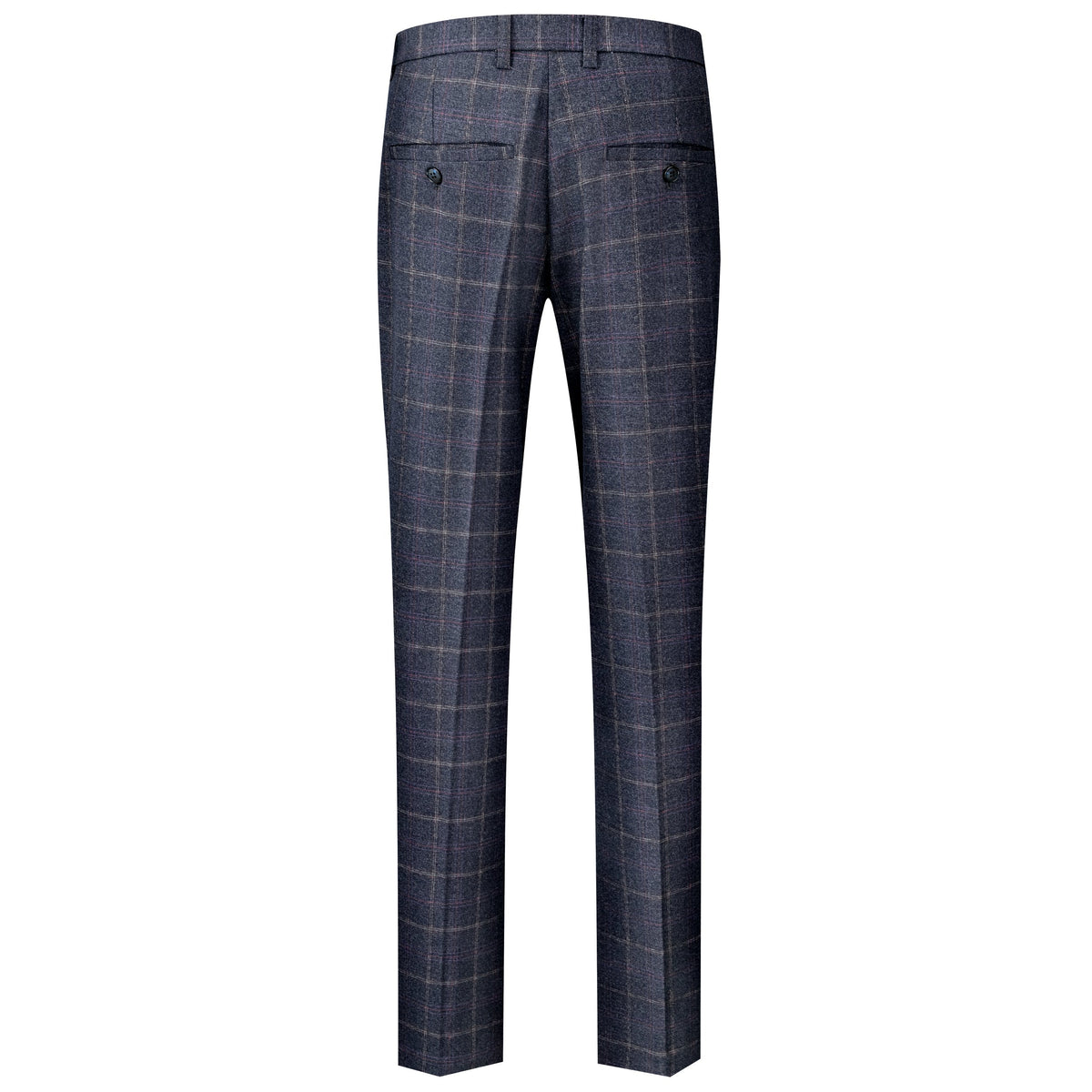 Spodnie Garniturowe Meskie Slim Fit Granatowe Tweedowe