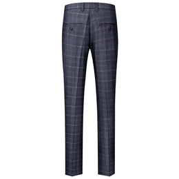 Spodnie Garniturowe Meskie Slim Fit Granatowe Tweedowe