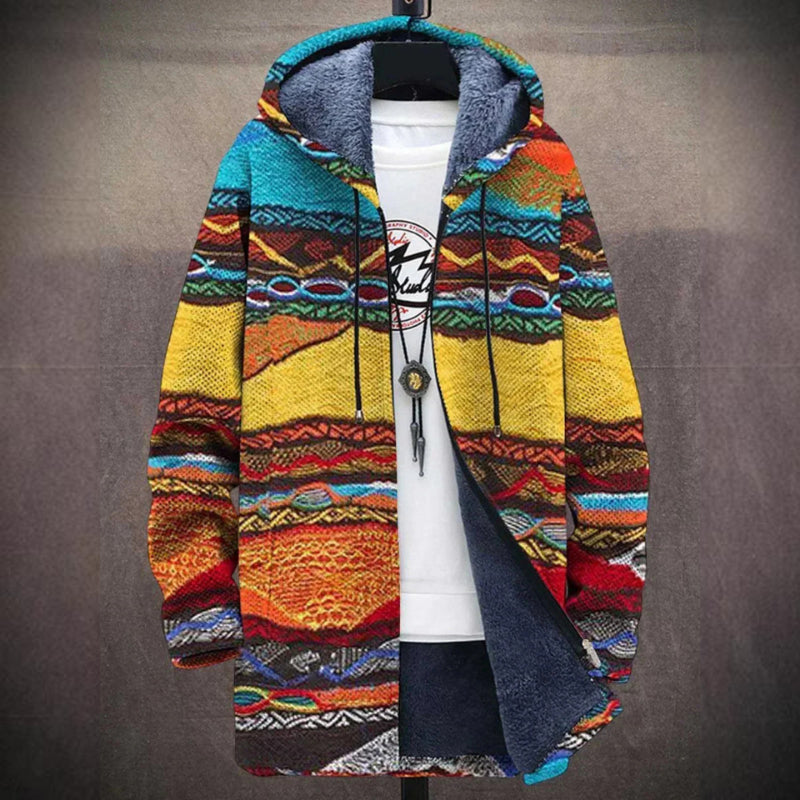 Damska Kurtka Jesienna Fleece Z Artystycznym Printem