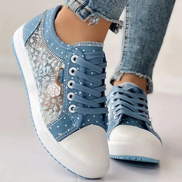 Damskie Sneakersy z Szerokim Noskiem i Amortyzowaną Wkładką