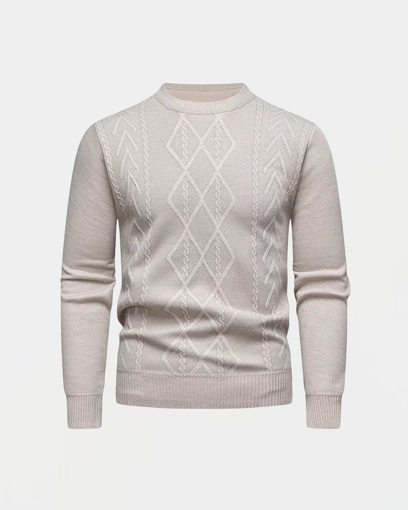 Męski Sweter Z Wzorem W Romby I Okrągłym Dekoltem