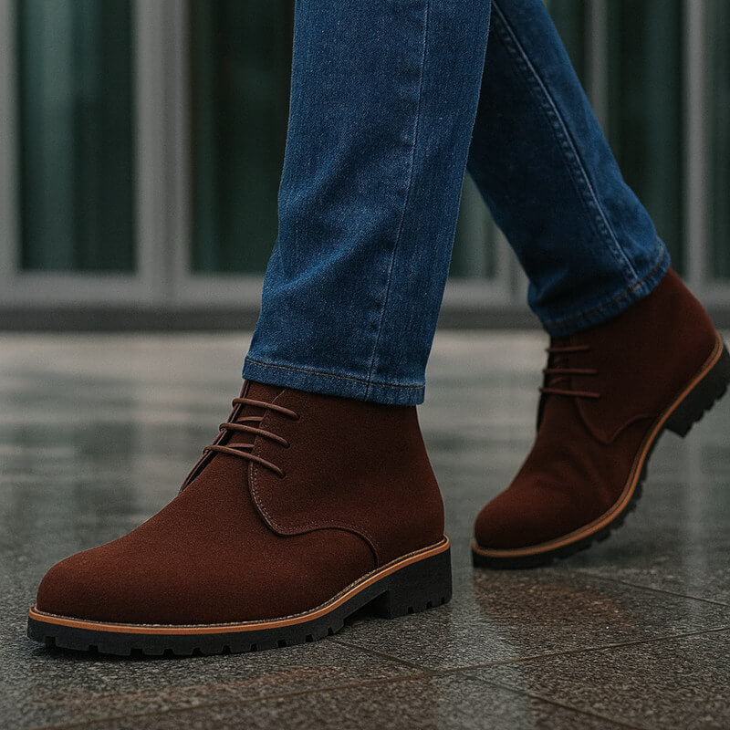 Buty Męskie Za Kostkę Z Profilowaną Podeszwą