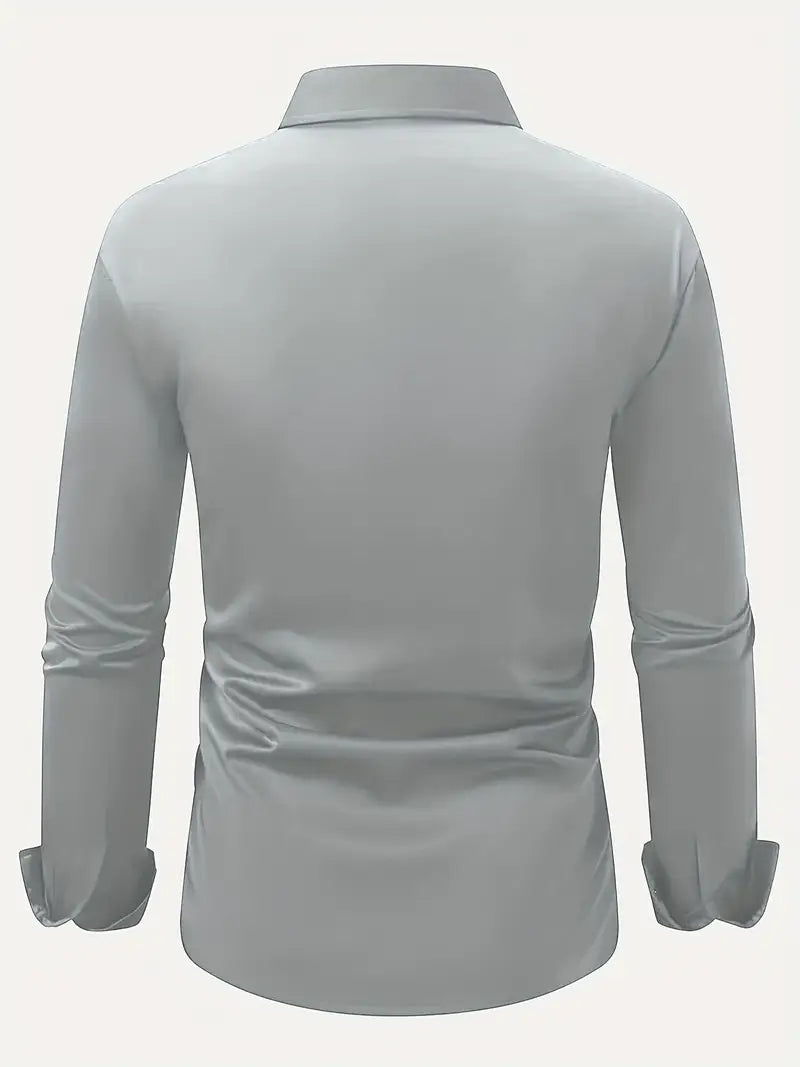 Męska Koszula Wizytowa Z Długim Rękawem, Slim Fit, Oddychający Materiał