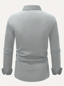 Męska Koszula Wizytowa Z Długim Rękawem, Slim Fit, Oddychający Materiał