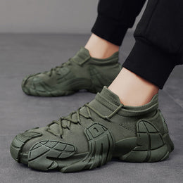 Męskie Buty Do Biegania Sznurowane Z Okrągłym Noskiem I Grubą Podeszwą