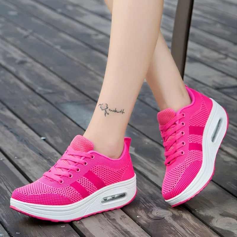 Damskie Sneakersy Z Żelową Wkładką Amortyzującą I Szeroką Podeszwą Wspierającą Stabilność