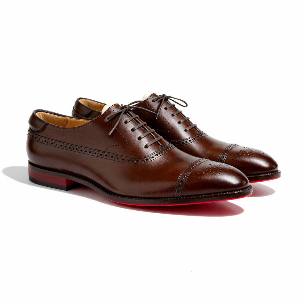 Męskie Buty Oxford Z Ażurowymi Zdobieniami Brogue I Sznurowaniem