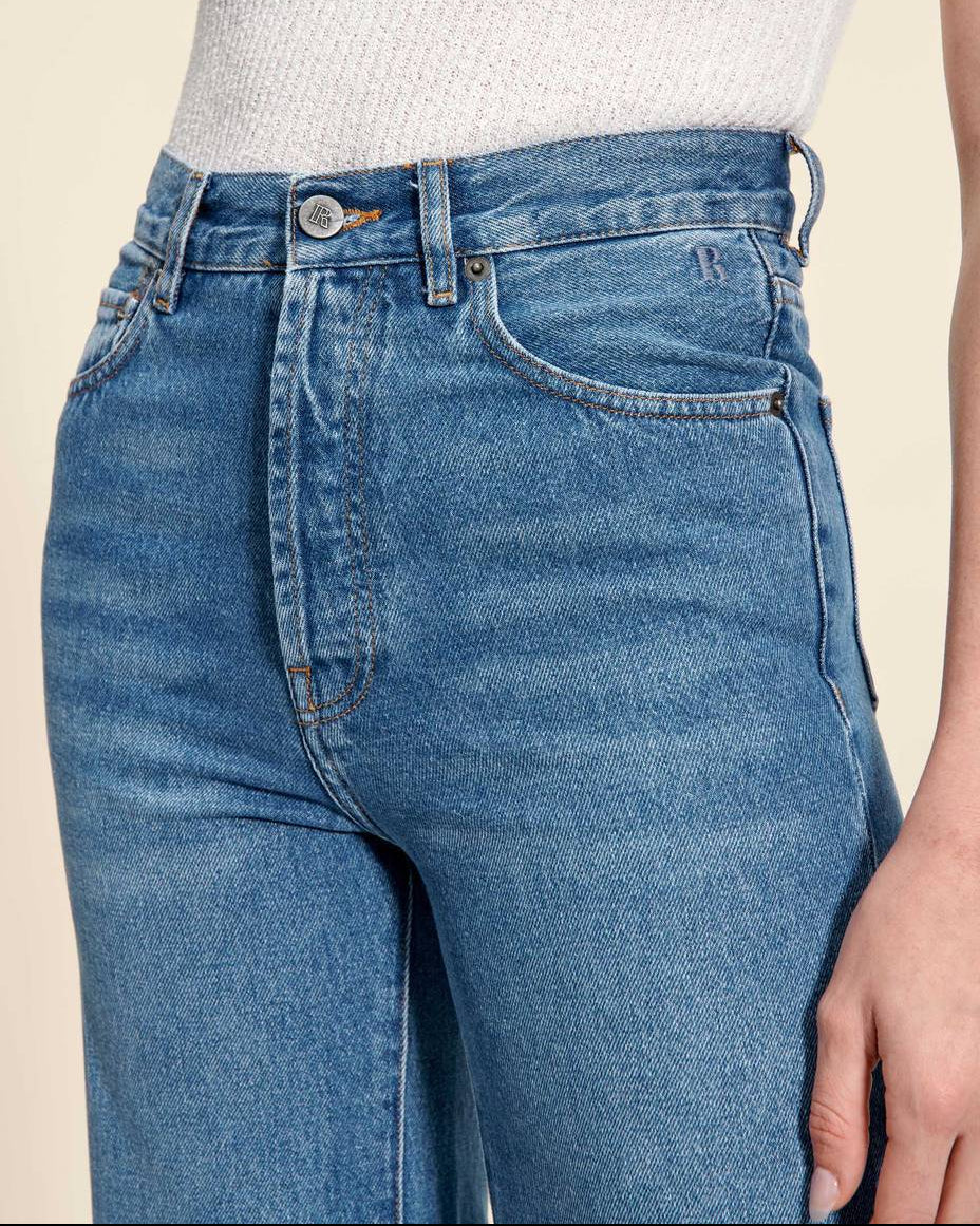 Damskie Wysokostanowe Proste Skrócone Jeansy Wiosenne Retro Styl