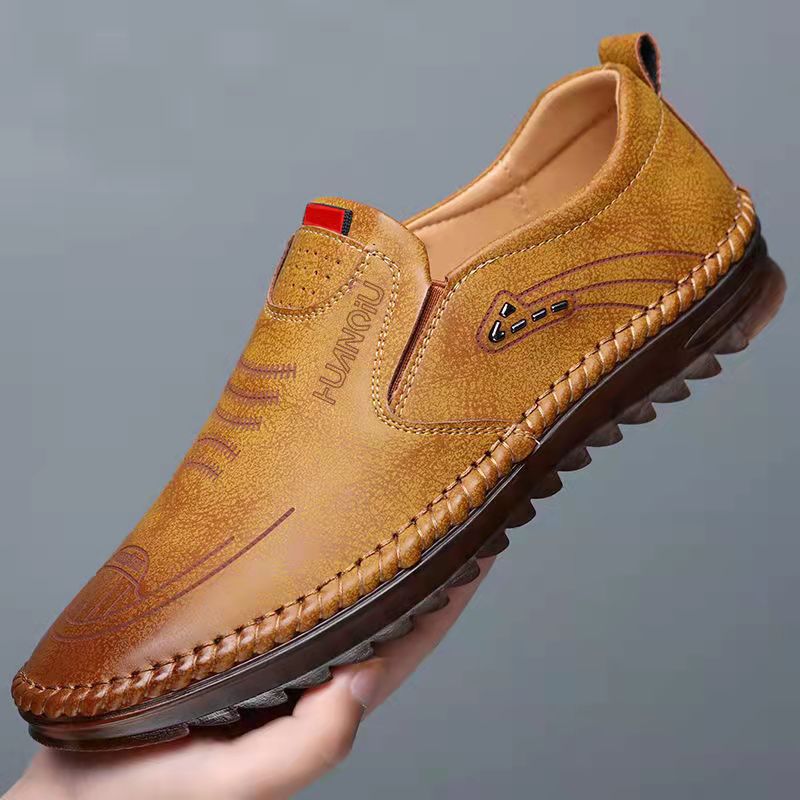 Męskie Sneakersy z Wyglądem Skóry Oddychająca Cholewka Podeszwa Antypoślizgowa
