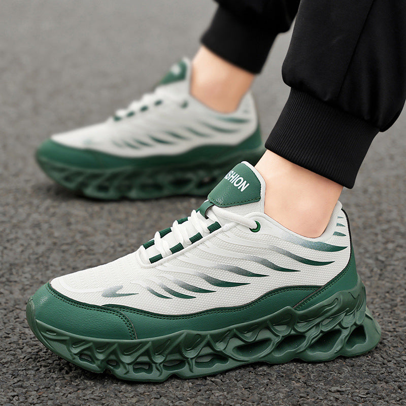 Męskie Sneakersy z Cholewką z Siatki i Grubą Podeszwą PU