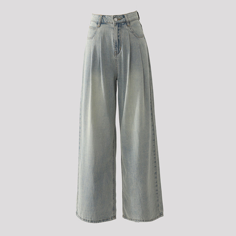 Damskie Wysokostanowe Szerokie Jeansy Retro Design
