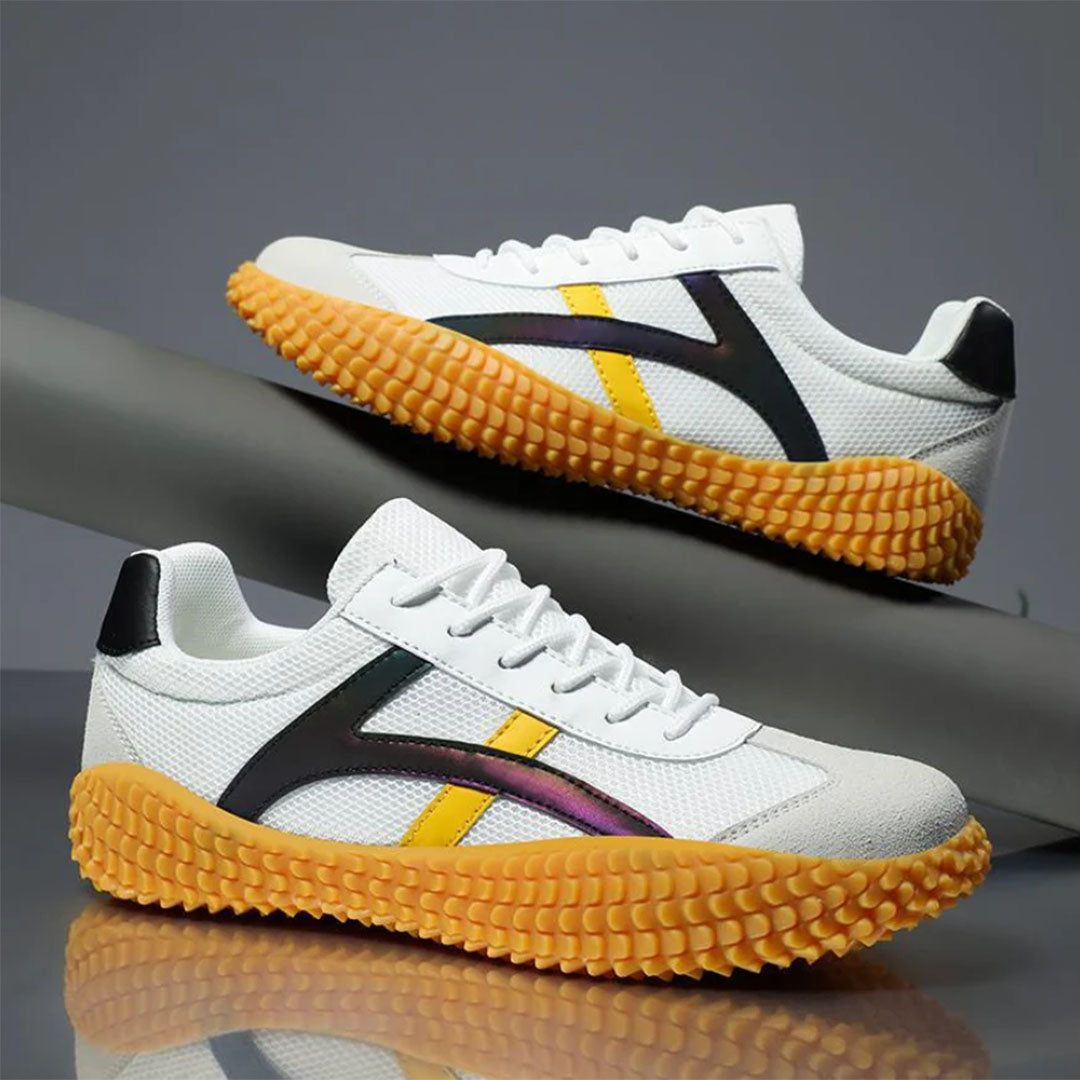 Męskie Sneakersy Retro z Kontrastowymi Paskami i Gumową Podeszwą