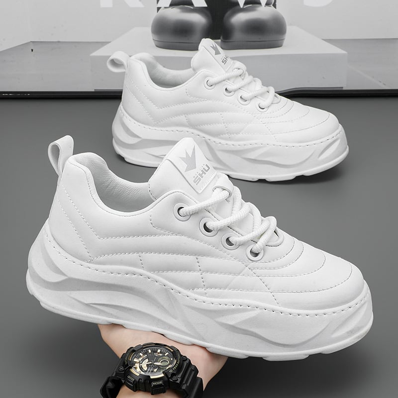Męskie Sneakersy Biegowe z Grubą Podeszwą, Gumową Podeszwą Zewnętrzną i Okrągłym Noskiem