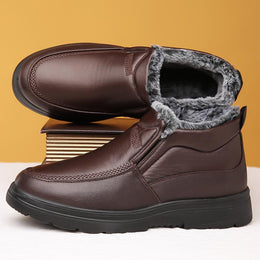 Męskie Zimowe Buty Wsuwane Z Polarową Podszewką, Antypoślizgowe, Płaski Obcas