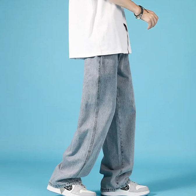 Męskie Jeansy Cargo O Prostych Nogawkach – Luźny Krój Hip-Hop