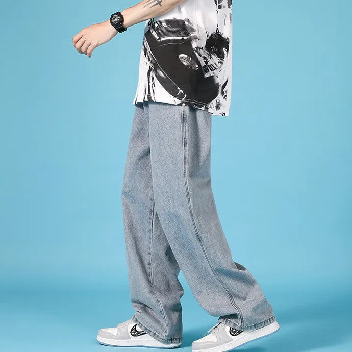 Męskie Jeansy Cargo O Prostych Nogawkach – Luźny Krój Hip-Hop