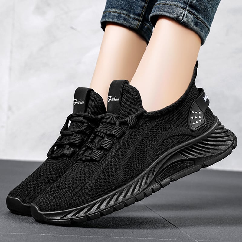 Damskie Sznurowane Buty Do Biegania Z Płaską Podeszwą Z Pvc I Cholewką Z Oddychającej Siateczki