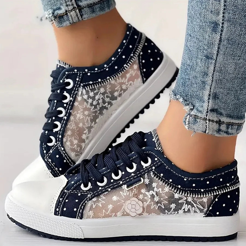 Damskie Sneakersy z Szerokim Noskiem i Amortyzowaną Wkładką