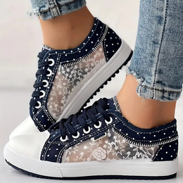 Damskie Sneakersy z Szerokim Noskiem i Amortyzowaną Wkładką