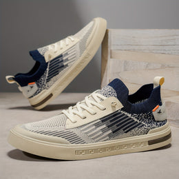 Męskie Sneakersy Dzianinowe Dwukolorowe z Wkładką EVA