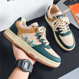 Męskie Sneakersy Sznurowane z Grubą Gumową Podeszwą i Okrągłym Noskiem