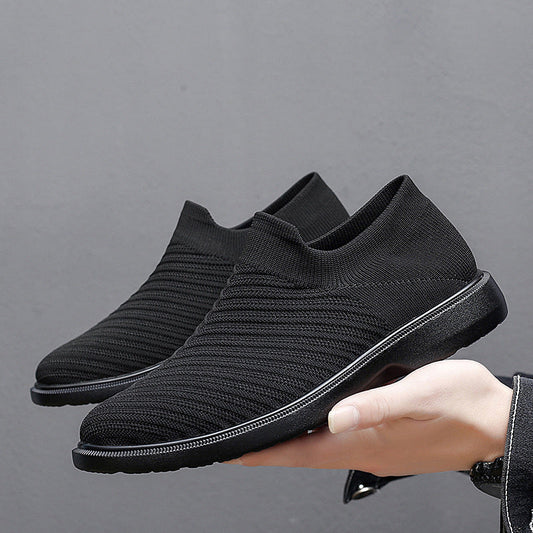Męskie Letnie Buty z Oddychającej Siatki Niskie z Płaską Podeszwą