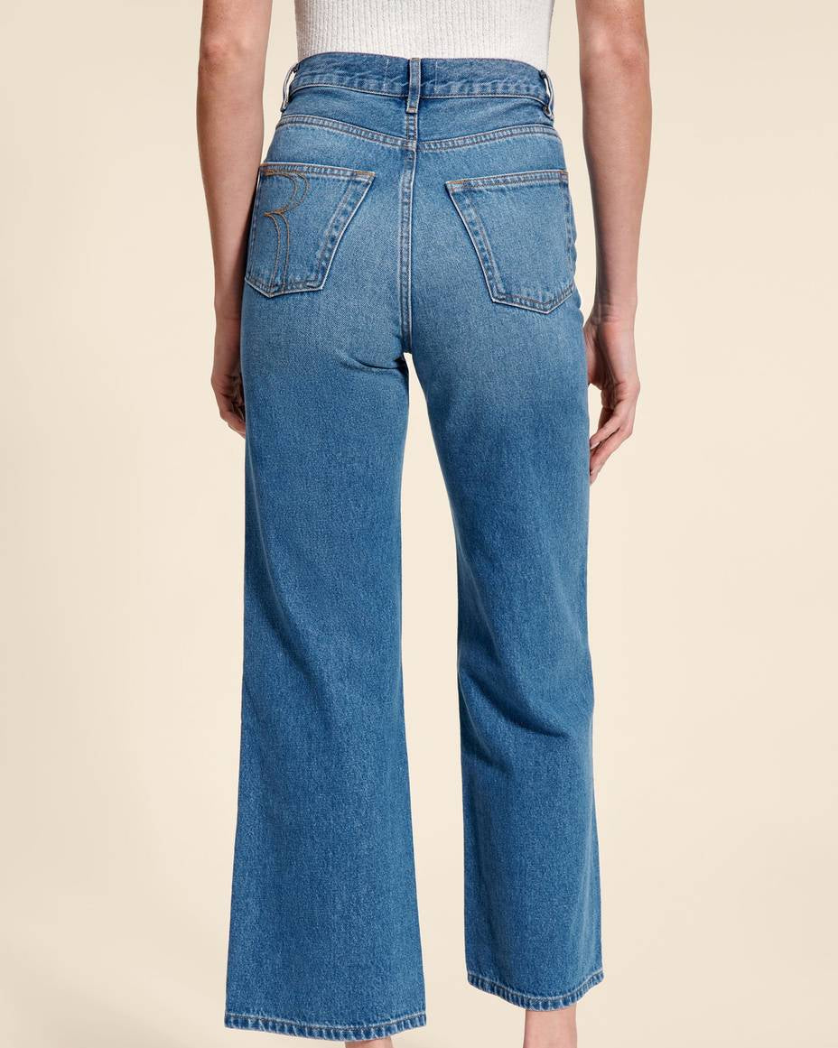 Damskie Wysokostanowe Proste Skrócone Jeansy Wiosenne Retro Styl