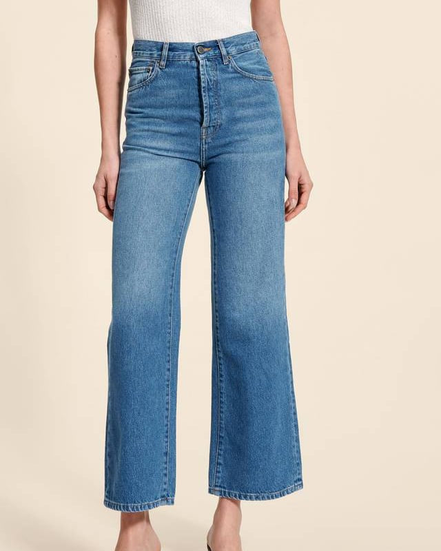 Damskie Wysokostanowe Proste Skrócone Jeansy Wiosenne Retro Styl