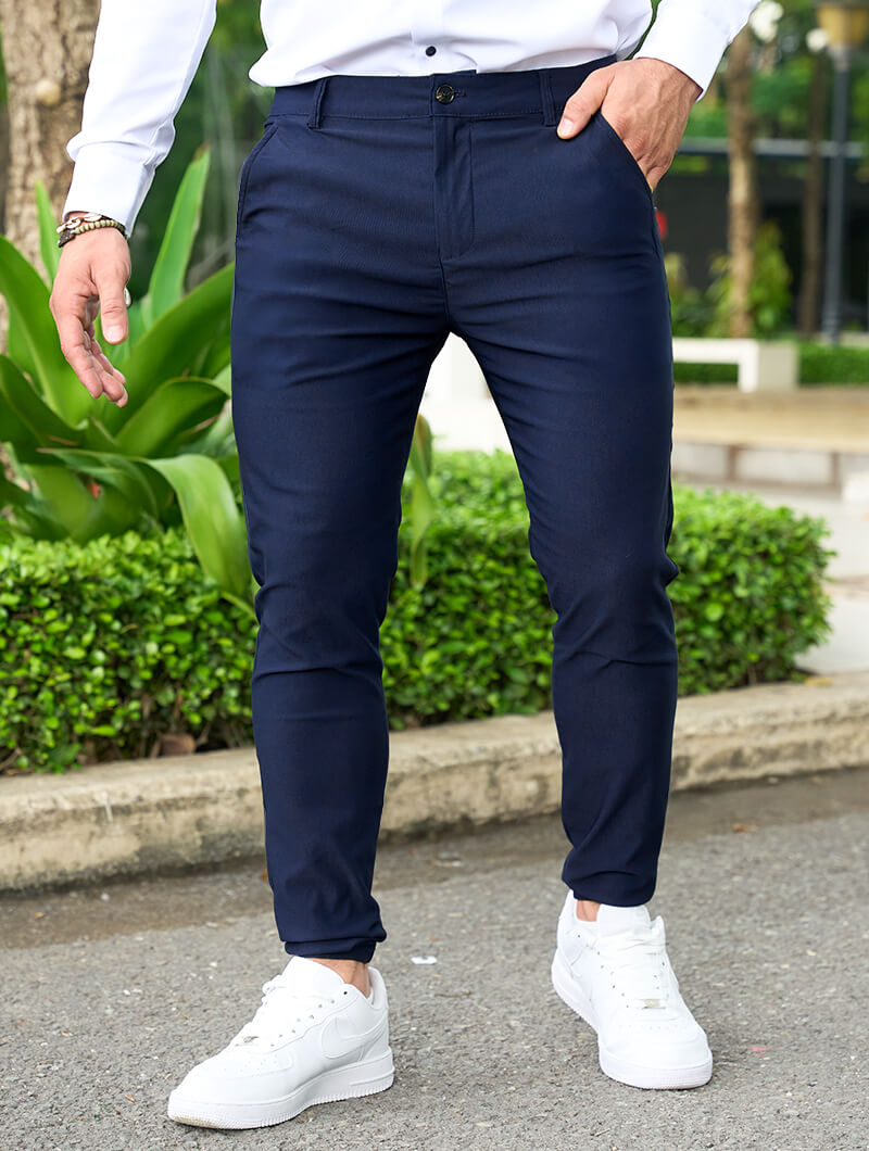 Spodnie Męskie Stretch Slim Fit Four Way Stretch Niebieskie