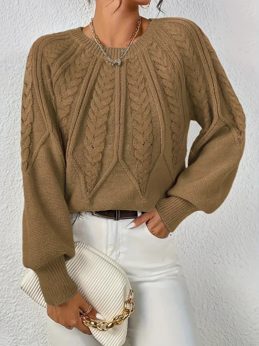 Damski Sweter Dzianinowy Klasyczny Krój Regular Fit