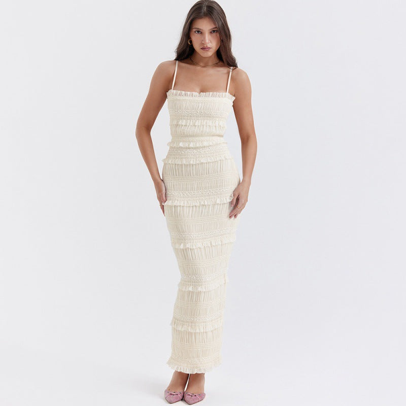Sukienka Damska Maxi Slip Z Cekinami, Bez Rekawow, Luzna W Talii