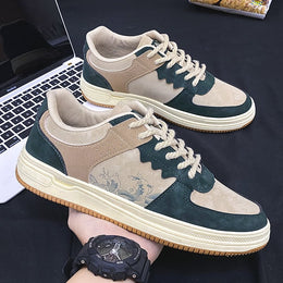 Męskie Sneakersy Sznurowane z Grubą Gumową Podeszwą i Okrągłym Noskiem