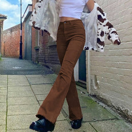 Damskie Wysokostanowe Elastyczne Jeansy Bootcut